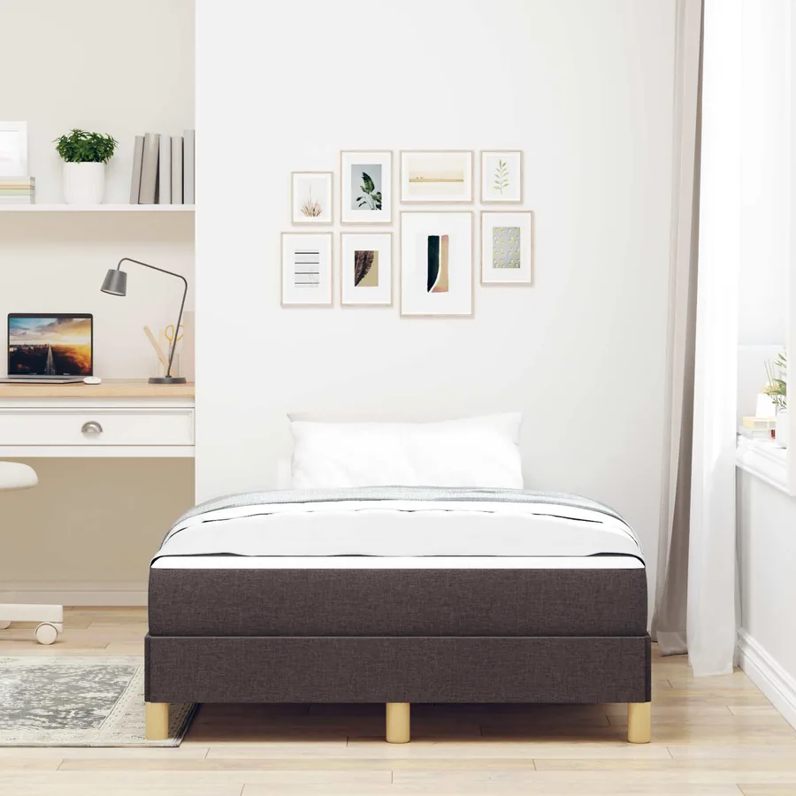 Lit à ressorts avec matelas Marron foncé 120 x 190 cm tissu - 4