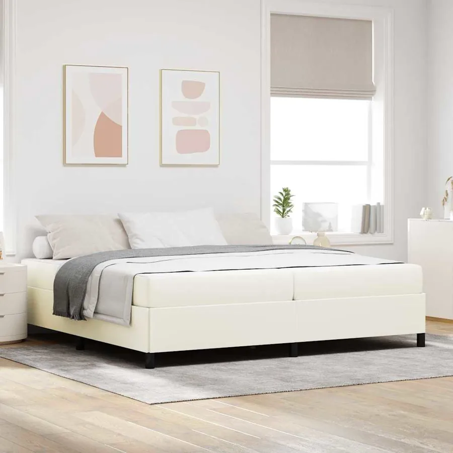 Cadre de lit avec matelas Crème 200 x 200 cm tissu