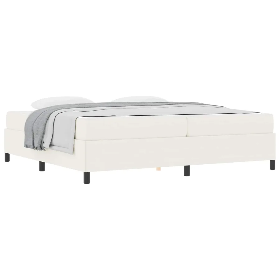 Cadre de lit avec matelas Crème 200 x 200 cm tissu - 2