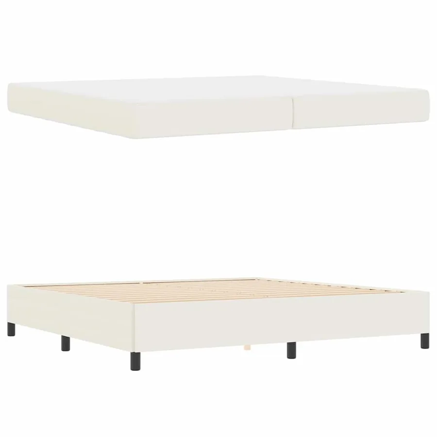 Cadre de lit avec matelas Crème 200 x 200 cm tissu - 4