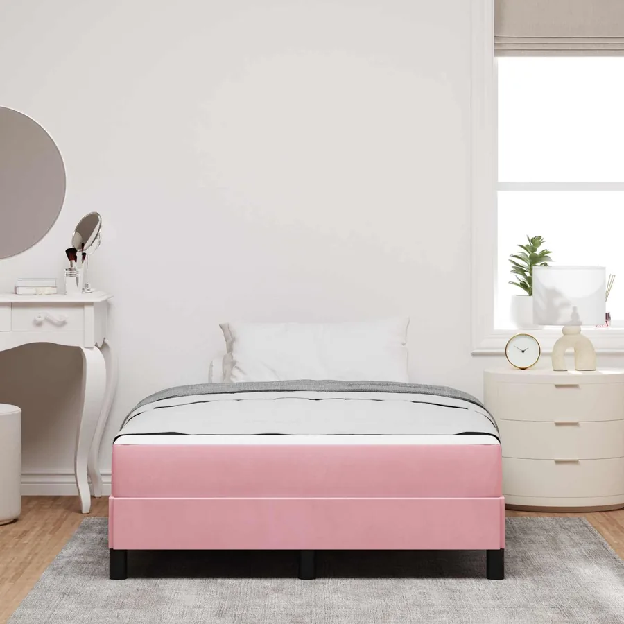 Lit à ressorts avec matelas Rose 120 x 190 cm tissu - 4