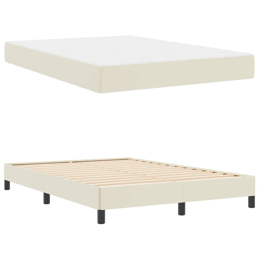 Cadre de lit avec matelas Crème 140 x 200 cm tissu - 5