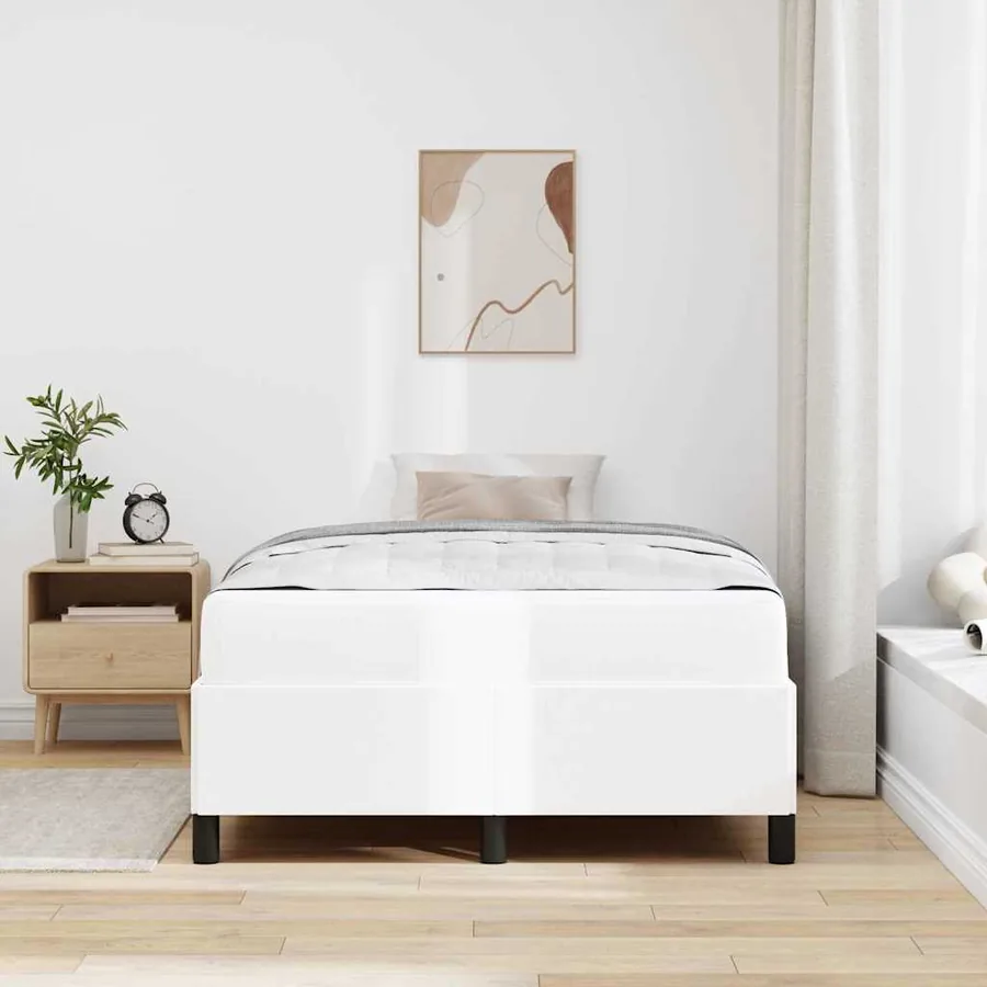 Cadre de lit avec matelas Blanc 120 x 190 cm tissu - 3