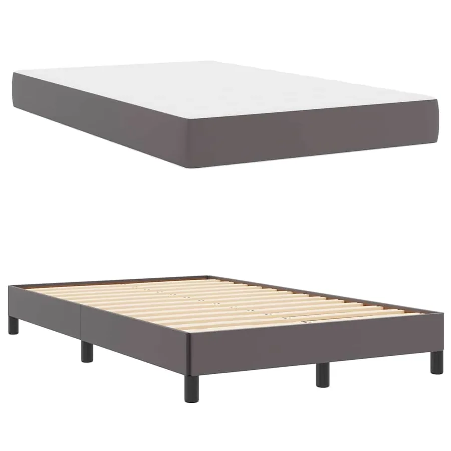 Cadre de lit avec matelas Gris 120 x 190 cm tissu - 4