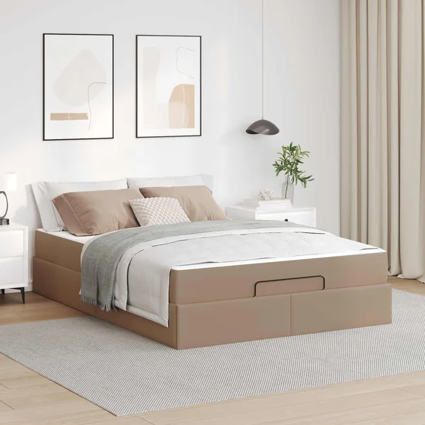 Cadre de lit avec matelas Autre 2 pcs Tan PVC
