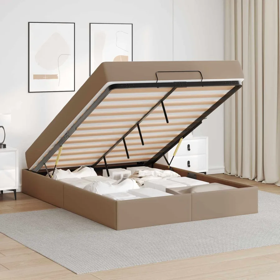 Cadre de lit avec matelas Autre 2 pcs Tan PVC - 4