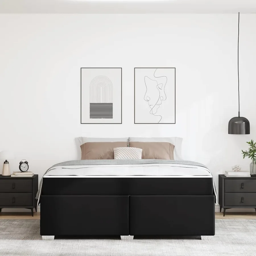 Cadre de lit avec matelas Noir 180 x 200 cm tissu - 3