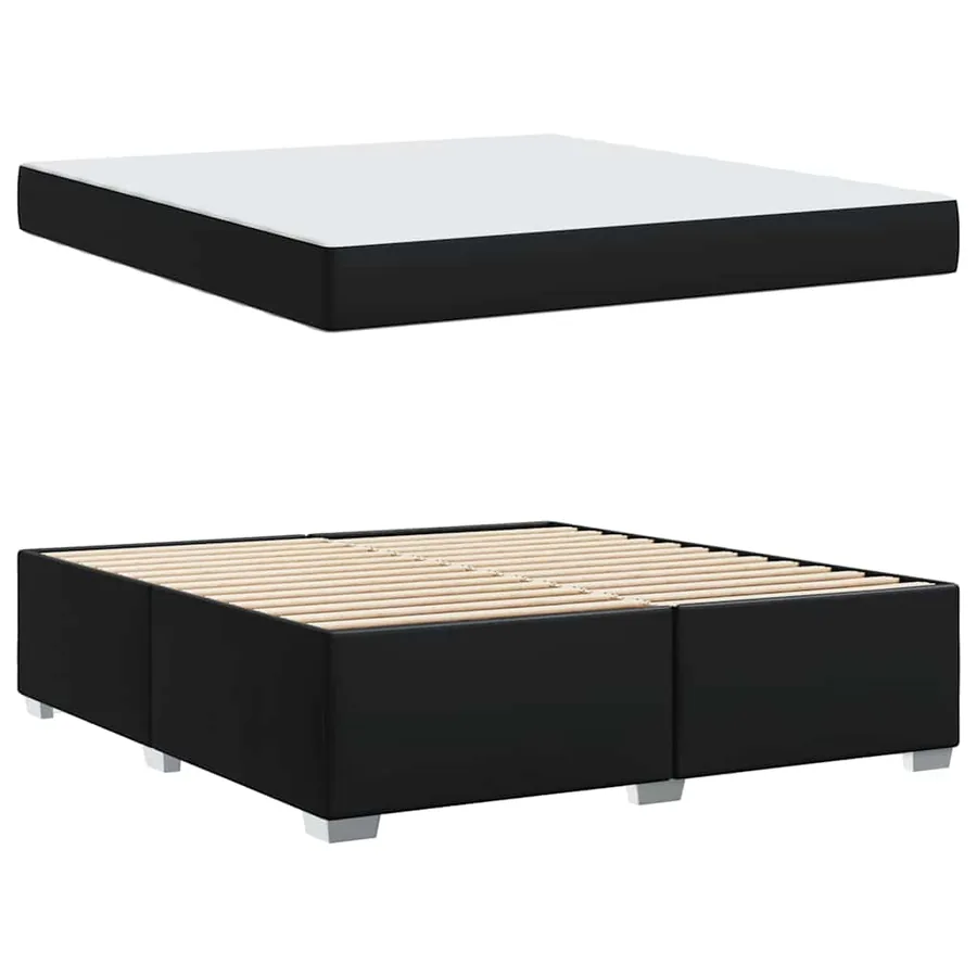 Cadre de lit avec matelas Noir 180 x 200 cm tissu - 4