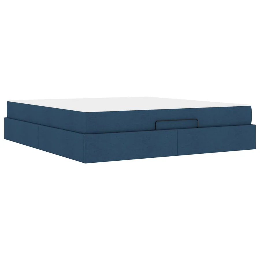 Cadre de lit avec matelas 2 pcs Bleu tissu - 2