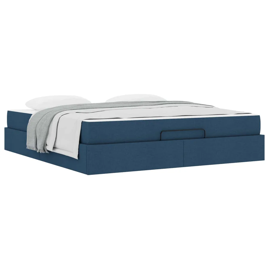 Cadre de lit avec matelas 2 pcs Bleu tissu - 3