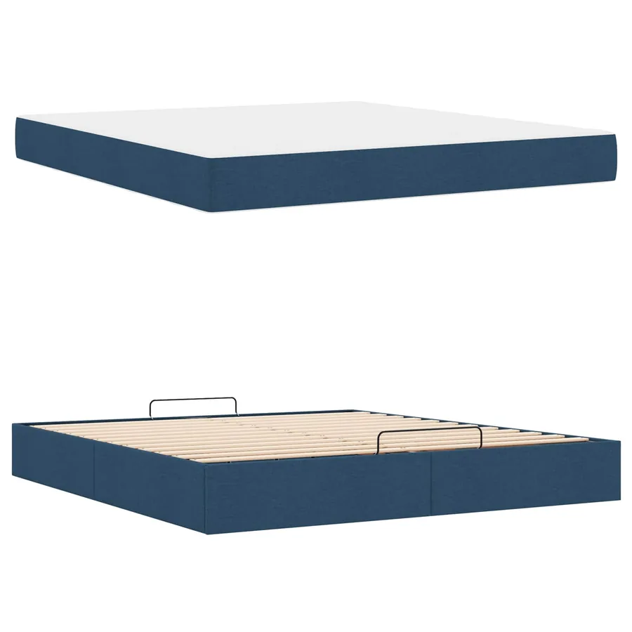 Cadre de lit avec matelas 2 pcs Bleu tissu - 5