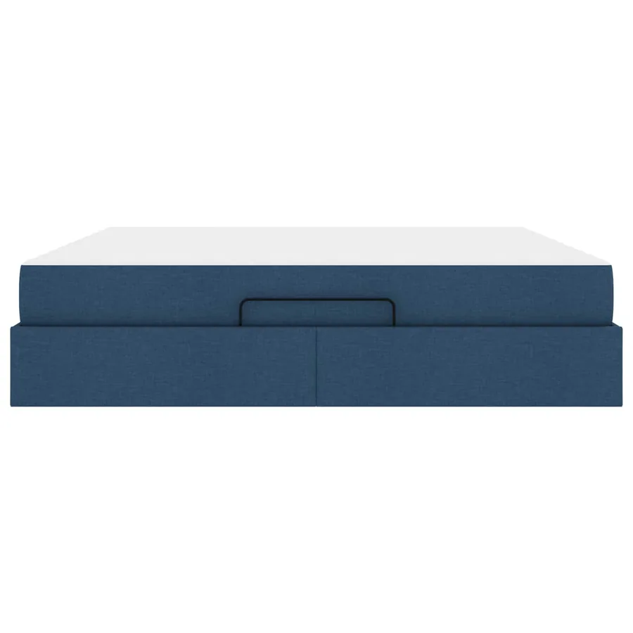 Cadre de lit avec matelas 2 pcs Bleu tissu - 6