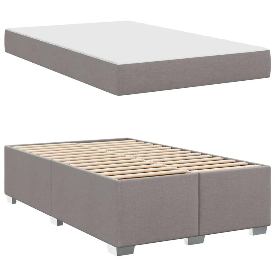 Cadre de lit avec matelas Taupe 120 x 190 cm tissu - 4