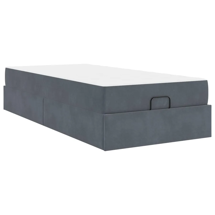 Cadre de lit avec matelas 2 pcs Gris Foncé Velours - 2