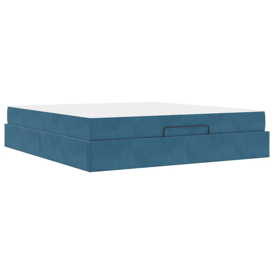 Cadre de lit avec matelas 2 pcs Bleu Velours - 4