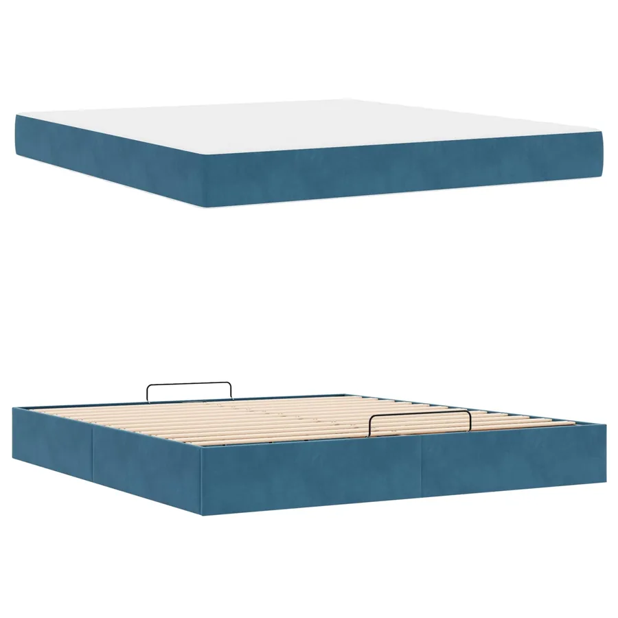 Cadre de lit avec matelas 2 pcs Bleu Velours - 5