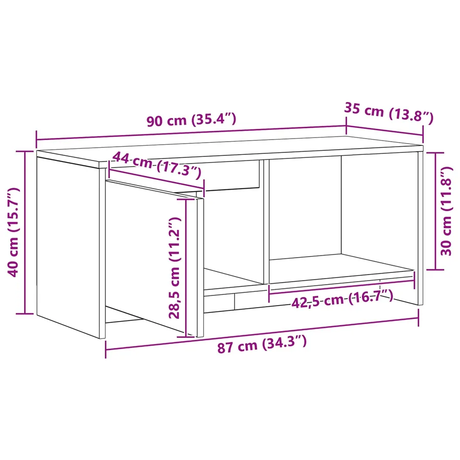 Ensemble meuble TV Chêne noir 90 x 35 x 40 cm Bois d'ingénierie - 14
