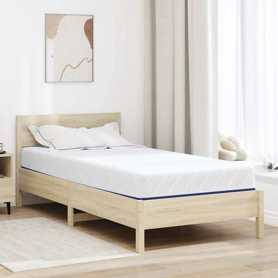 Matelas Blanc et Bleu 90 x 190 cm Tissu jacquard