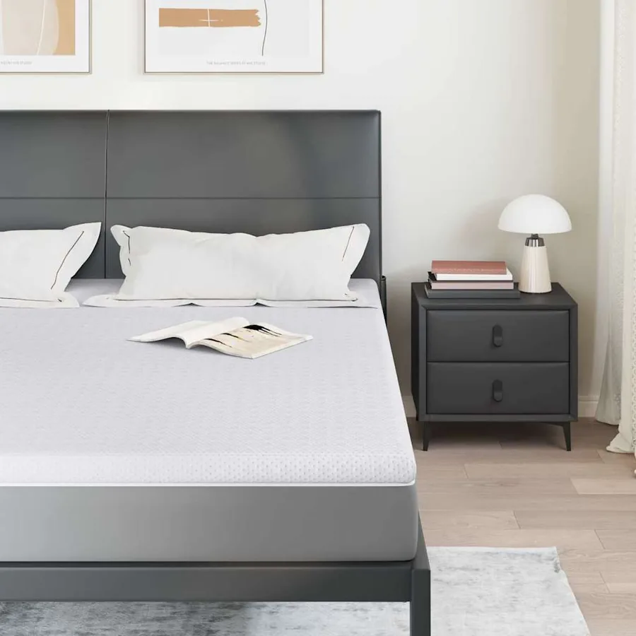Surmatelas Blanc 200 x 200 cm Tissu Jacquard - 3