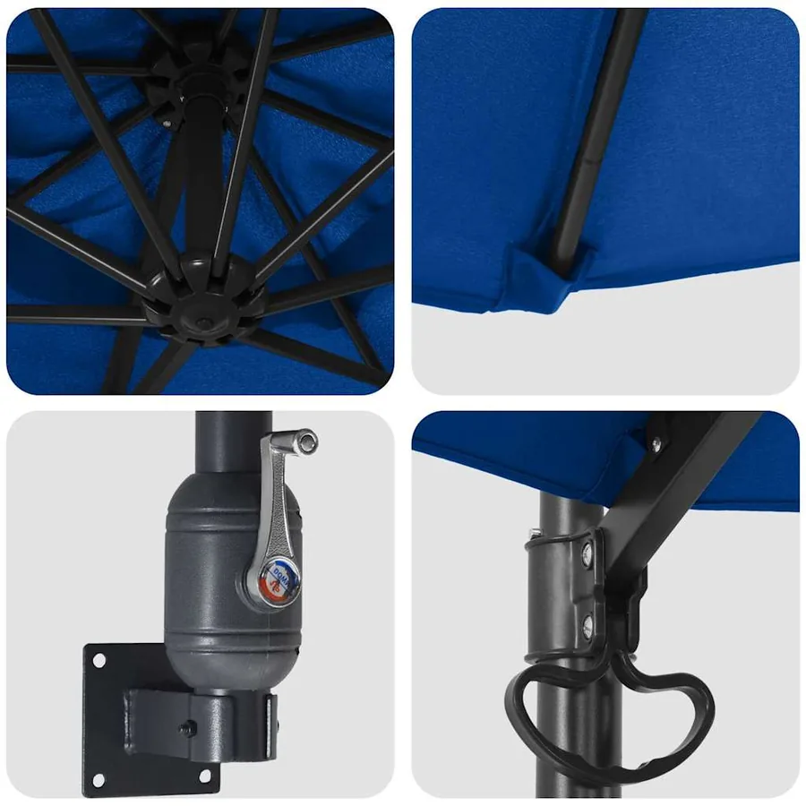 Parasol de jardin 248 x 248 x 148 cm Polyester et Acier Azur - 7