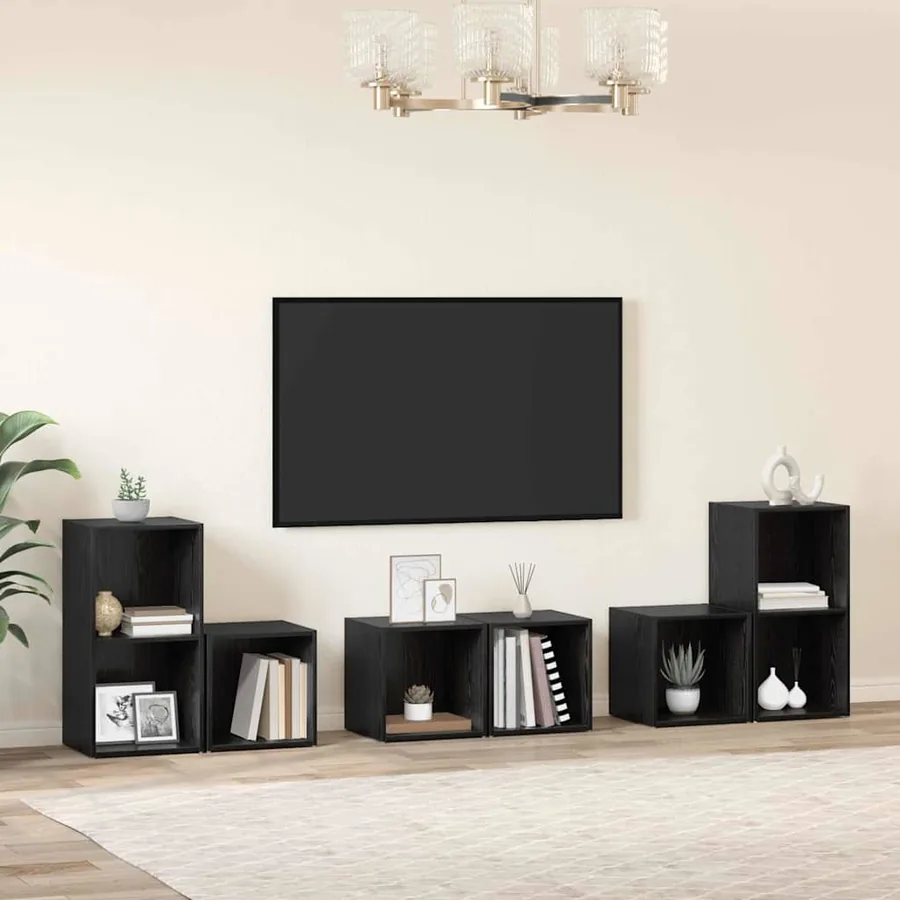 Ensemble meuble TV 6 pcs Chêne noir Bois d'ingénierie