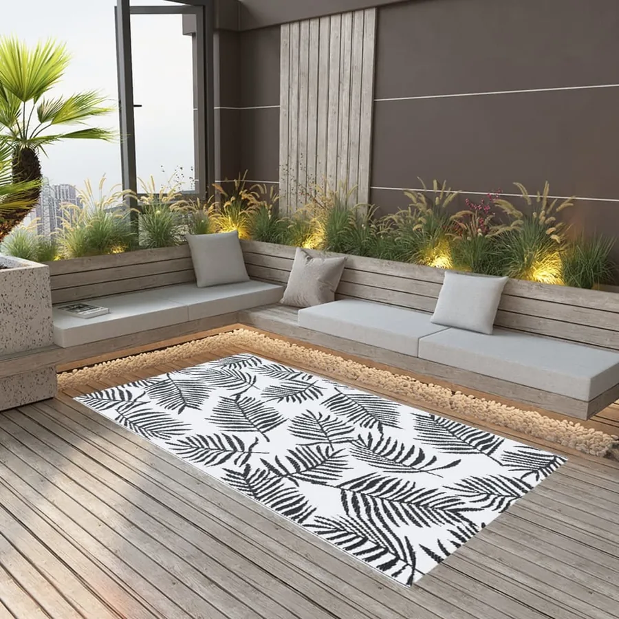 Tapis d'extérieur ARAKIL Blanc et noir 120x180 cm PP
