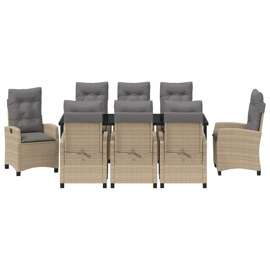 Ensemble de salle à manger pour jardin 9 pcs Beige polyrotin - 7