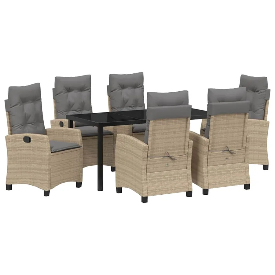 Ensemble de salle à manger pour jardin 7 pcs Beige polyrotin - 2