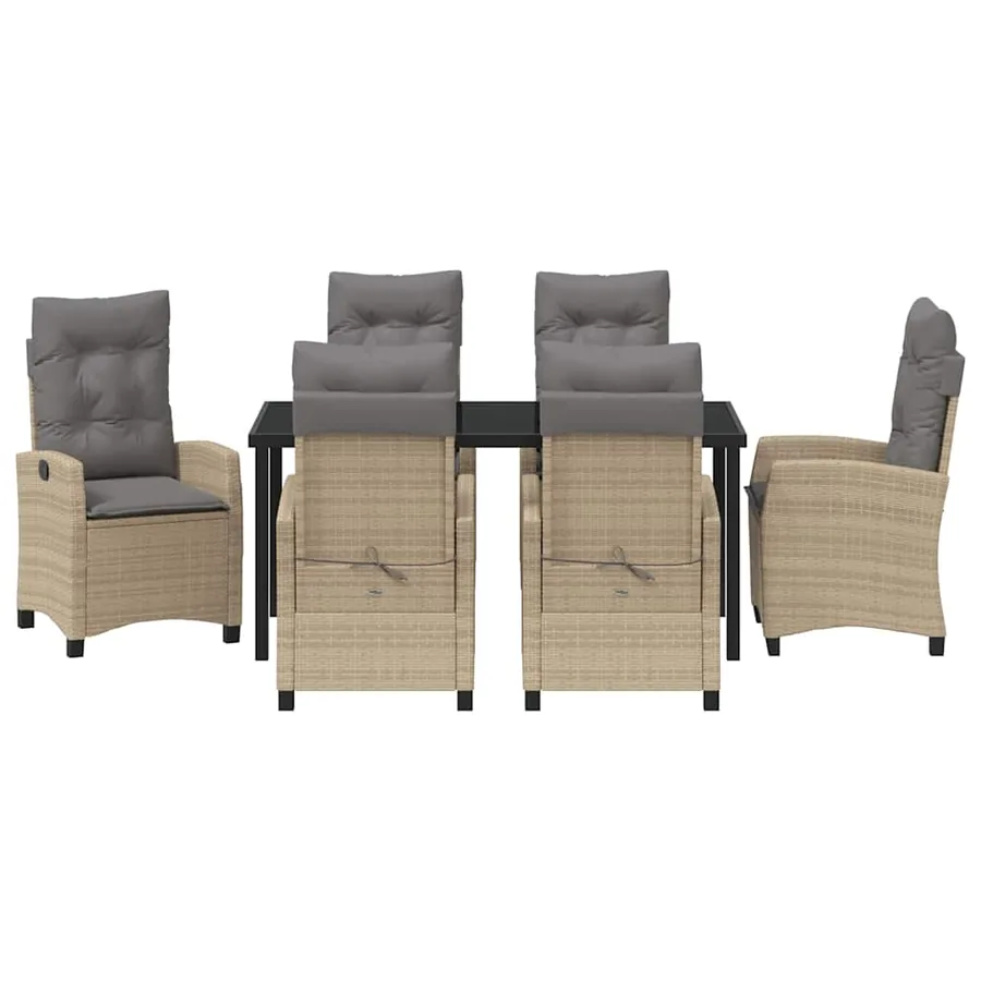 Ensemble de salle à manger pour jardin 7 pcs Beige polyrotin - 7