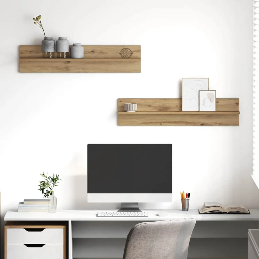 Étagère Murale Montage mural 2 pcs Chêne artisanal