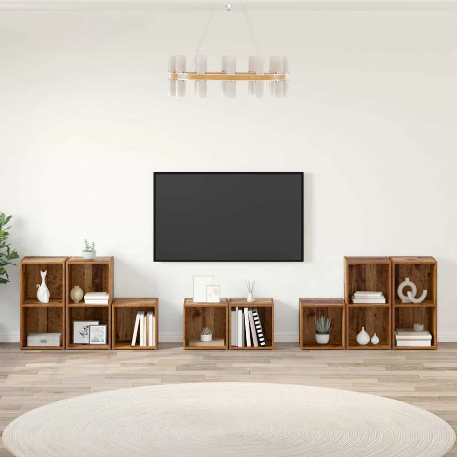 Ensemble de meubles TV 8 pcs Bois Ancien Bois d'ingénierie