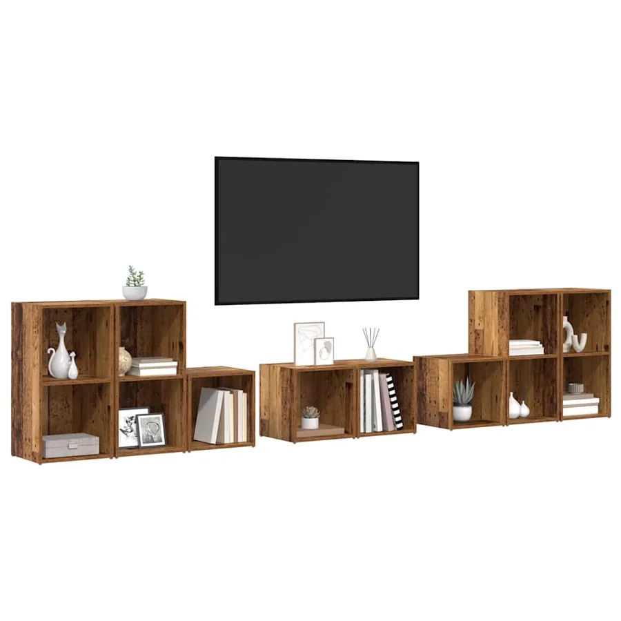 Ensemble de meubles TV 8 pcs Bois Ancien Bois d'ingénierie - 3