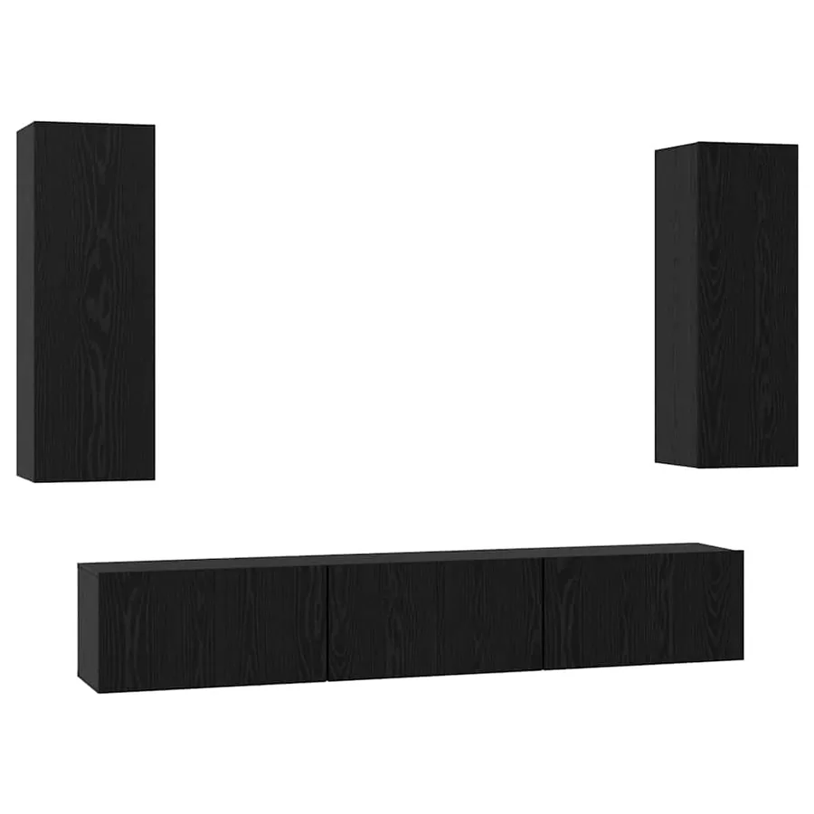 Ensemble meuble TV 5 pcs Chêne noir Bois d'ingénierie - 2