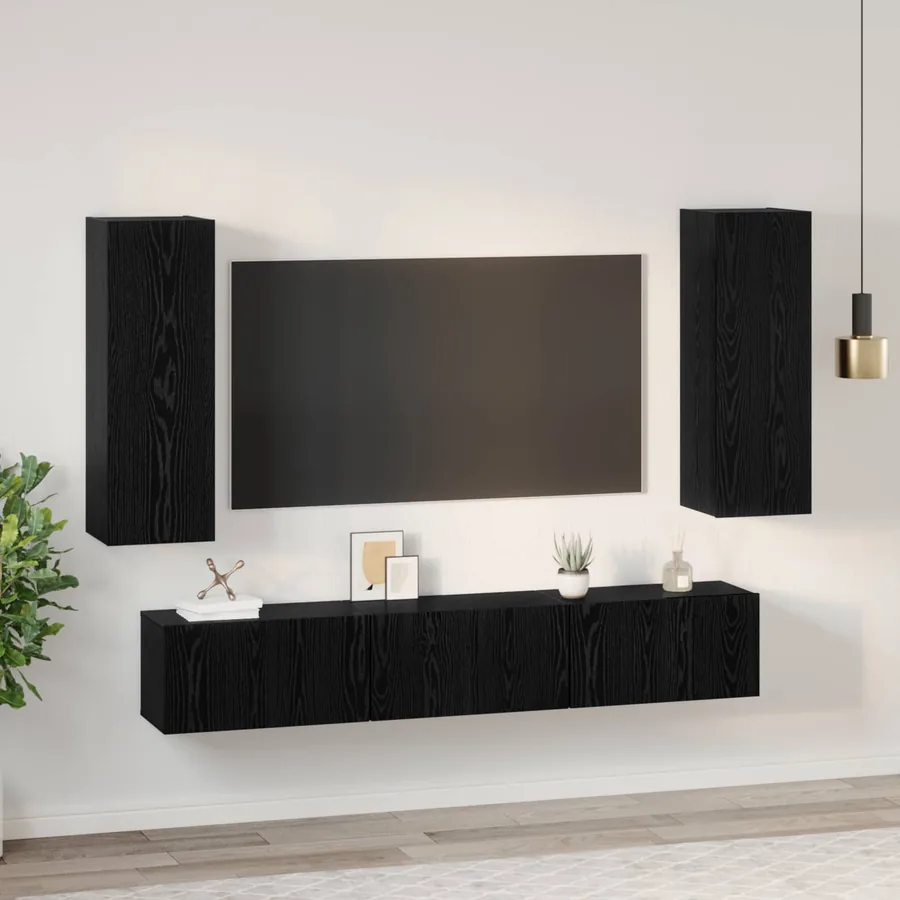 Ensemble meuble TV 5 pcs Chêne noir Bois d'ingénierie - 4