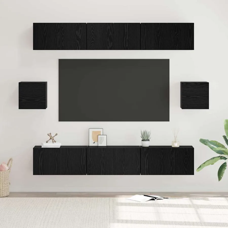 Ensemble meuble TV 8 pcs Chêne noir Bois d'ingénierie