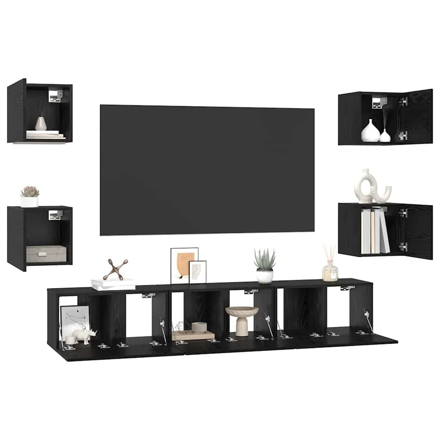 Ensemble meuble TV 7 pcs Chêne noir Bois d'ingénierie - 3