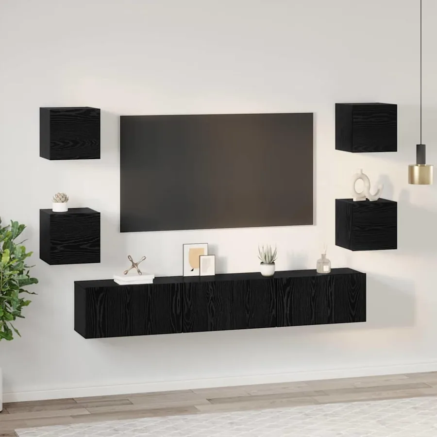 Ensemble meuble TV 7 pcs Chêne noir Bois d'ingénierie - 4