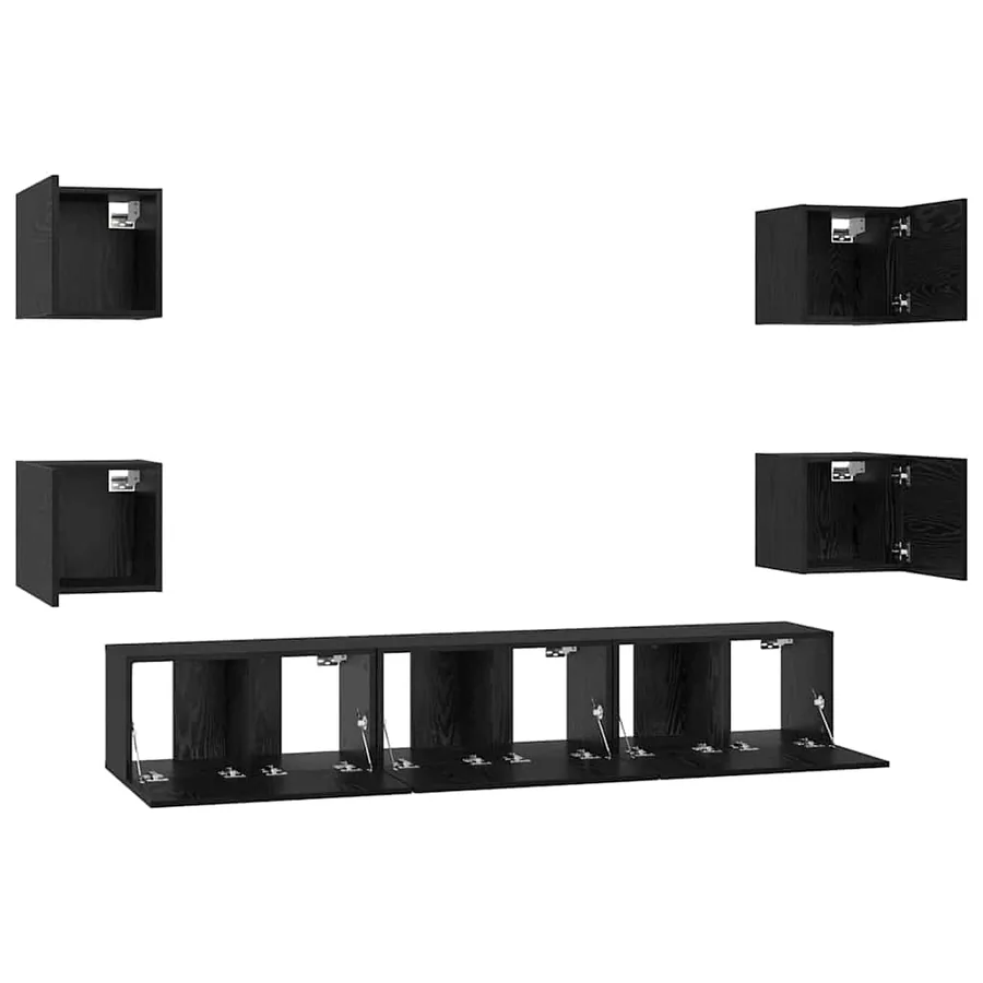 Ensemble meuble TV 7 pcs Chêne noir Bois d'ingénierie - 7