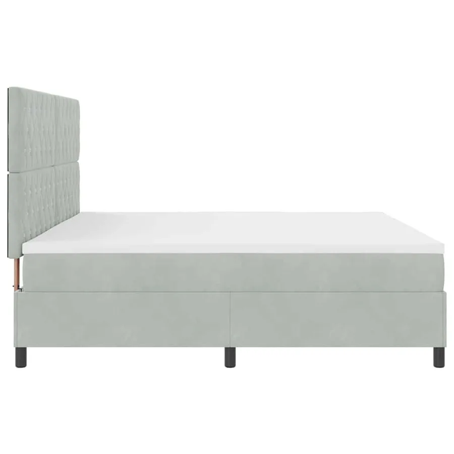 Lit à ressort LED avec matelas Gris clair 200 x 200 cm Velours - 9