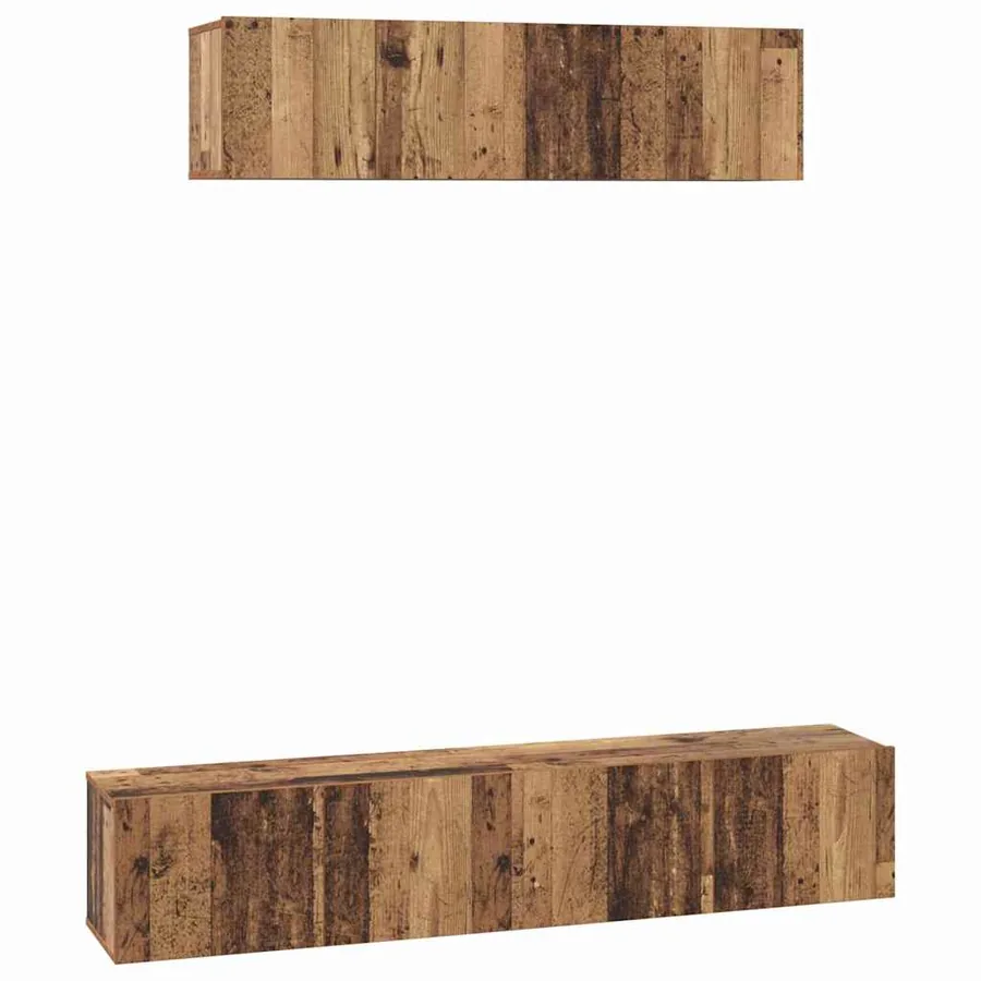 Ensemble meuble TV 4 pcs Bois Ancien Bois d'ingénierie - 2