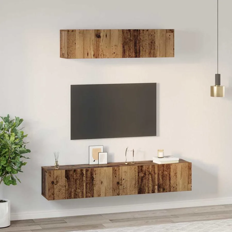 Ensemble meuble TV 4 pcs Bois Ancien Bois d'ingénierie - 4