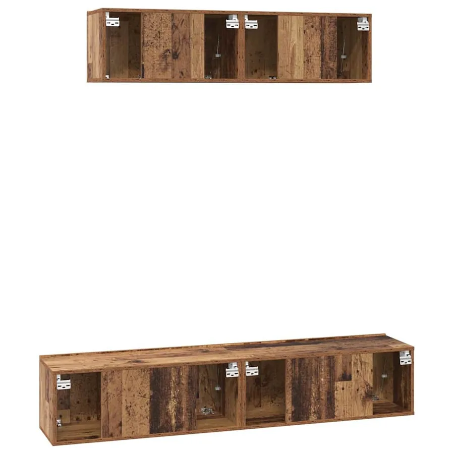 Ensemble meuble TV 4 pcs Bois Ancien Bois d'ingénierie - 9