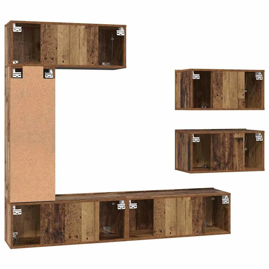 Ensemble meuble TV 6 pcs Bois Ancien Bois d'ingénierie - 10