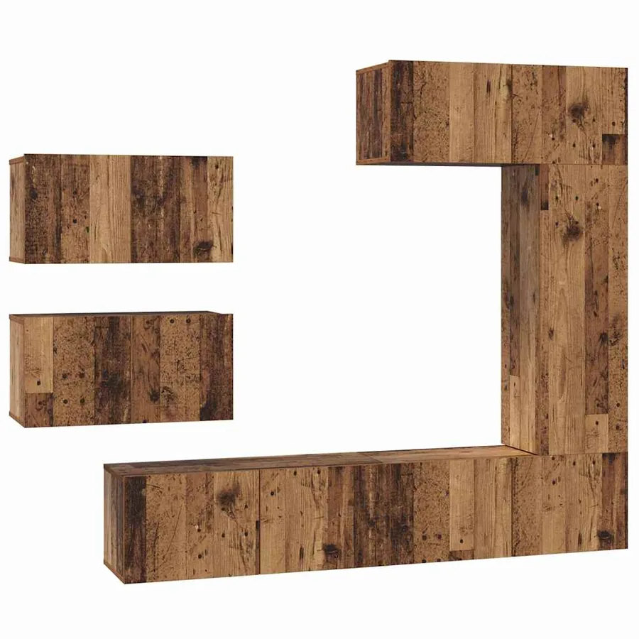 Ensemble meuble TV 6 pcs Bois Ancien Bois d'ingénierie - 2