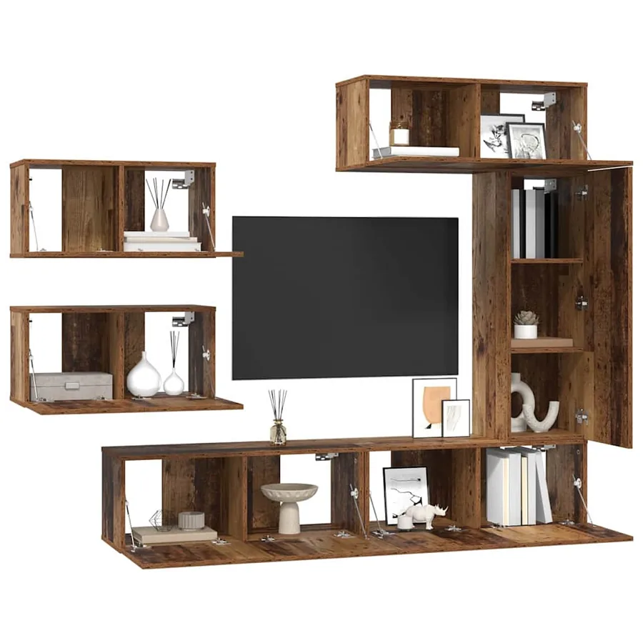 Ensemble meuble TV 6 pcs Bois Ancien Bois d'ingénierie - 3