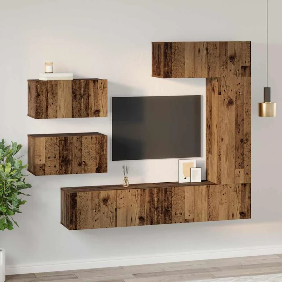 Ensemble meuble TV 6 pcs Bois Ancien Bois d'ingénierie - 4