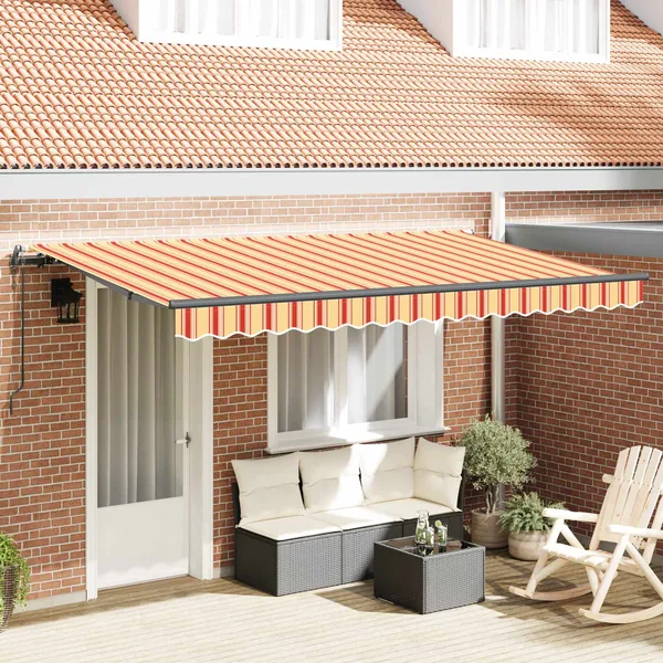 Auvent Rétractable Jaune 400 x 200 cm tissu