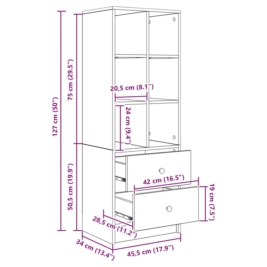 Haut Armoire Chêne artisanal 45,5 x 34 x 127 cm - 13