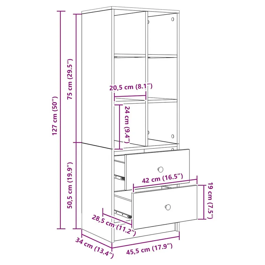 Haut Armoire Chêne artisanal 45,5 x 34 x 127 cm - 14