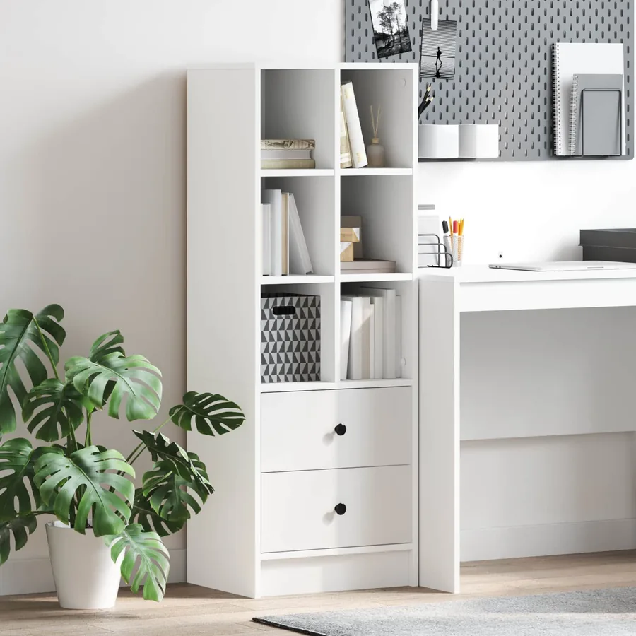 Haut Armoire avec tiroir Blanc 45,5 x 34 x 127 cm